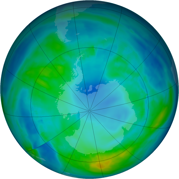 Antarctic ozone map for 30 April 2014
